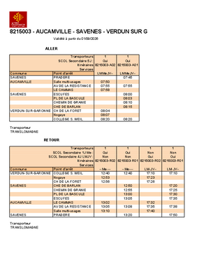 horaires transports scolaires