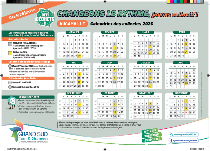 calendrier collecte 2026
